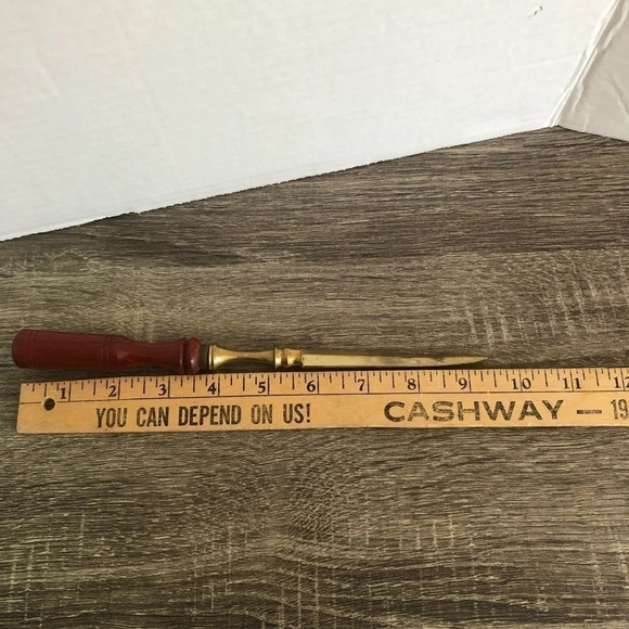 Vtg Brass and Wood Letter Opener - Picture 5 of 7